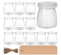 GBKDQQ Lot de 12 pots à yaourt transparents de 200 ml avec couvercle - Verres à dessert transparents avec couvercle - Pour confiture, miel, desserts, bougies, sans BPA