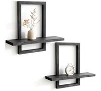 GBKDQQ Lot de 2 étagères murales flottantes en bois noir pour décoration murale, étagères murales pour chambre à coucher, salon