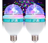 GBKDQQ Lot de 2 lampes de fête LED E27 3 W RVB Boule disco rotative à 360° Ampoule disco LED Décoration de fête pour fête de mariage, fête d'anniversaire, Halloween, Noël