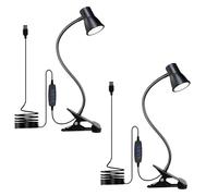 GBKDQQ Lot de 2 lampes de lecture à pince de lit, lampe de bureau LED à intensité variable, avec 3 températures de couleur, lampe de table USB avec câble, lampe à pince de lit avec interrupteur pour