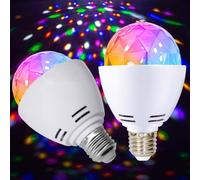 GBKDQQ Lot de 2 lampes LED E27 3 W RVB fête Boule disco rotative 360° Lampe disco LED pour douille E27 Ampoule décorative pour fête mariage, anniversaire, Noël