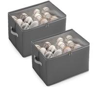 GBKDQQ Lot de 2 organiseurs de chaussures - Peu encombrant - Pliable - En tissu - Empilable - Avec poignée - Convient pour 12 paires - 43 x 32 x 30 cm