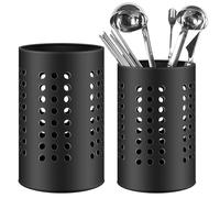 GBKDQQ Lot de 2 porte-ustensiles de cuisine pour plan de travail : panier à couverts en acier inoxydable noir pour organiser les tiroirs et les plans de travail pour toutes les cuisines