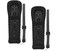 GBKDQQ Lot de 2 télécommandes Wii : Manette de jeu Wii sans fil avec capteur de mouvement, manette de remplacement pour console Wii, avec étui en silicone et dragonne (noire)