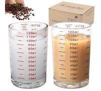 GBKDQQ Lot de 2 verres doseurs transparents de 120 ml, petits, avec balance, pour café, lait, cocktail, tequila, vodka (noir + rouge)