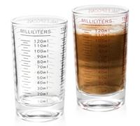 GBKDQQ Lot de 2 verres doseurs transparents de 120 ml, petits, avec balance, pour café, lait, cocktail, tequila, vodka (noir + rouge)