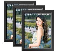 GBKDQQ Lot de 3 cadres photo en bois - 15 x 20 cm - Simples - En bois - Art déco - Pour galerie photo - Cadre portrait - Convient pour chambre à coucher, salon, couloir - Bois foncé