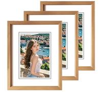 GBKDQQ Lot de 3 cadres photo en bois - 15 x 20 cm - Simples - En bois - Art déco - Pour portrait, chambre à coucher, salon, couloir - Couleur bois clair