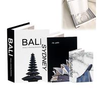 GBKDQQ Lot de 3 livres décoratifs pour la décoration de la maison, livres décoratifs, boîte à livres et empilements factice de livre, faux livre de décoration, boîte de rangement pour salon, étagère