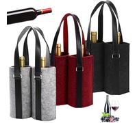 GBKDQQ Lot de 3 porte-bouteilles réutilisables pour 2 bouteilles, sac à main pour homme, en feutre, double sac à vin, sac à boissons pour bouteilles d'eau, vin et bière