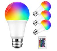 GBKDQQ Lot de 4 ampoules LED RVB 5 W (remplacement de 40 W) à intensité variable avec télécommande, culot à vis E27, changement de couleur, 16 couleurs, pour éclairage quotidien et éclairage