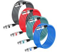 GBKDQQ Lot de 4 câbles XLR 3 m de qualité supérieure - Câble de microphone symétrique DMX - Câble de connexion 3 broches mâle vers femelle - Pour enregistrement en studio et production en direct