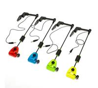 GBKDQQ Lot de 4 détecteurs de touche Swinger pour pêche à la carpe - 4 couleurs avec LED / raccord rapide / 2 niveaux - Accessoires de pêche - Élasticité réglable pour la pêche de nuit et la pêche à