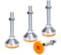 GBKDQQ Lot de 4 pieds de machine robustes réglables en hauteur en acier au carbone avec écrous et base en plastique antidérapante silencieuse - Pieds de meubles réglables - D40 x M10 x 80 cm