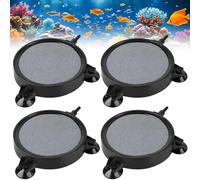 GBKDQQ Lot de 4 pierres à air d'aquarium - 100 mm - Avec 12 ventouses puissantes - Pierre à gazéifier pour étang - Diffuseur super haut pour oxygène dissous - Laisse de petites bulles
