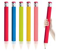 GBKDQQ Lot de 5 crayons Jumbo en bois de 34 cm - Avec capuchon et gomme - Grands crayons amusants pour enfants, école, maison, bureau, cadeaux et décoration