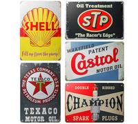 GBKDQQ Lot de 5 panneaux en tôle rétro - 20 x 30 cm - Pour atelier - Plaque murale à essence - Plaque murale en métal - Pour moto - Décoration d'atelier