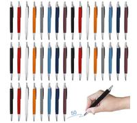 GBKDQQ Lot de 50 stylos à bille rétractables, ergonomiques, antidérapants, grande capacité, pour bureau et maison, encre noire, boîtier coloré, couleur aléatoire