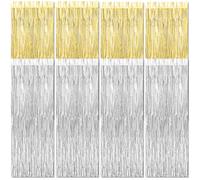 GBKDQQ Lot de 6 rideaux à paillettes de 1 x 2 m - Argenté et doré - Pour anniversaire, fête, mariage, décoration de scène, carnaval et festivals