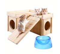 GBKDQQ Maison pour cochons d'Inde en bois à plusieurs étages avec rampe et plate-forme - Maison amovible en bois à plusieurs compartiments pour hamster nain, lapins