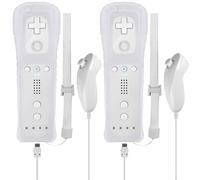 GBKDQQ Pack de 2 manettes Wii Remote, télécommande Wii avec Nunchuk, manette Nunchuk pour télécommande Wii Plus, poignée de jeu Jostick (Blanc)