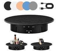 GBKDQQ Plateau tournant électrique pour photographie, support rotatif motorisé à 90/180° avec 5 fonds, plateau tournant de 20 cm, roulement de table 8 kg pour vidéo en direct, numérique, montres (noir