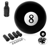 GBKDQQ Pommeau de levier de vitesse rond noir 8 balles de billard universel en acrylique 4 5 6 vitesses Levier de vitesse avec adaptateur de changement de vitesse en aluminium et kit de montage