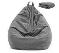 GBKDQQ Pouf pour enfants et adultes, 100 x 120 cm - XL Beanbag, (Sans garnissage) pour décoration intérieure et extérieure du salon (Gris foncé)