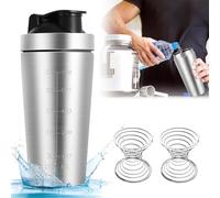 GBKDQQ Shaker à protéines en acier inoxydable - 750 ml - Avec boule en spirale - En acier inoxydable - Sans BPA - Pour le fitness, le régime et le fitness