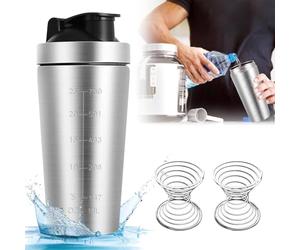 GBKDQQ Shaker à protéines en acier inoxydable - 750 ml - Avec boule en spirale - En acier inoxydable - Sans BPA - Pour le fitness, le régime et le fitness