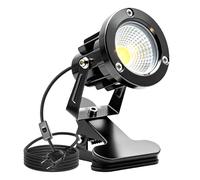 GBKDQQ Spot LED à pince avec prise et interrupteur, IP65, étanche, pour l'intérieur et l'extérieur, spot LED de 10 W avec câble de 1,5 m pour extérieur, cour, pelouse, blanc chaud