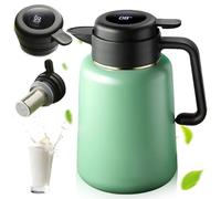 GBKDQQ Thermos de 1,8 l avec passoire à thé, en acier inoxydable 316, avec écran de température, récipient isotherme dense pour café et thé (vert clair)