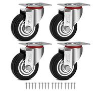 GBL Roulettes Robustes + Vis - 75mm Jusqu'à 200kg - Lot de 4 Silencieuses Sans Marques au Sol pour Meubles - Roues de Chariot Recouvertes de Caoutchouc - Argentées