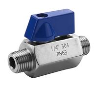 Gbloodst à boisseau sphérique en acier inoxydable - Petite valve à bille à filetage NPT de 1/4" mâle (1/4 pouce mâle et mâle)