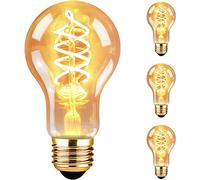 GBLY 3x ampoule LED E27 lampe vintage - A60 ampoule Edison Light Bulb 2700K | 4W lampe à blanc chaud filament ampoule rétro verre antique lampe à économie d'énergie pour hôtel