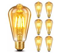 GBLY 6 pcs ampoule LED E27 lampe vintage - ST64 ampoule Edison Light Bulb | 2700K 4W lampe à incandescence blanc chaud filament ampoule rétro verre antique lampe à économie d'énergie pour hôtel