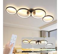 GBLY ceiling lamp LED ceiling light living room: dimmable living room lamp 100cm 4-rings modern bedroom lamp 56W black ceiling lighting with remote control design for bedroom office kitchen