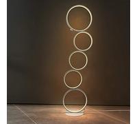 GBLY LED lampadaire dimmable moderne 30W interrupteur tactile salon lampadaire blanc chaud 3000K aluminium uplighter 5 lumières en forme d'anneau lampadaire blanc pour chambre salon étude, 110cm