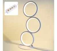 GBLY LED lampe de table Touch Dimmar Lampe de chevet moderne anneau blanc lampe de bureau blanc chaud 3000K aluminium lampe de nuit avec interrupteur et prise pour chambre salon bureau d'étude, 38cm