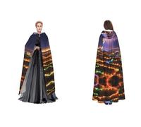 GBMBZSKP Cape à capuche (Arcs-en-ciel et lumières) pour Halloween, bal masqué, cosplay, Pâques, cape de sorcière vampire unisexe pour adulte