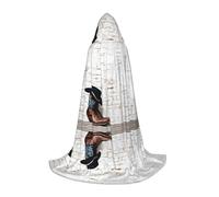 GBMBZSKP (Chapeau et bottes de cowboy) Cape à capuche pour Halloween, chapeau de sorcière pour garçons, filles, enfants, 85-134 cm, cape à capuche, costume de vampires, cosplay, Pâques, bal masqué