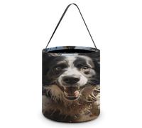GBNMQED Sacs à friandises d'Halloween avec seaux à bonbons, panier fourre-tout pasteur Border Collie imprimés réutilisables pour Halloween, Noël, 20 x 21 cm, Pastor Border Collie, 7.9 X 8.3 inch