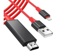 GBOKYN Câble adaptateur HDMI, compatible avec i-Phone i-Pad vers HDMI Digital AV Sync Screen Adapter avec connecteur de port de charge vers moniteur de projecteur TV HD 1080p