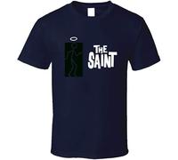 GBOZRNAJ The Saint Logo 60's TV Show Templar Roger Moore Retro t-Shirt Navy Men's