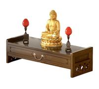 GBPLDMAQ Autel Bouddhiste en Bois, Petite Table D'autel, Tiroir Extensible, Capacité de Charge de 7,5 Kg pour Salon Chambre Bureau Entrée(Brown,42x25x17cm/17x10x7in)