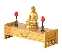 GBPLDMAQ Autel Bouddhiste en Bois, Petite Table D'autel, Tiroir Extensible, Capacité de Charge de 7,5 Kg pour Salon Chambre Bureau Entrée(Yellow,42x25x17cm/17x10x7in)