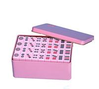 GBPOY Mahjong Ensemble de Jeux de Mahjong Chinois,Dont 144 Carreaux avec Un étui de Voyage transportant,Blanc/Vert/Rose tuiles de Mahjong (Color : Pink)