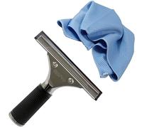 GBPro Raclette de fenêtre professionnelle en acier inoxydable 15 cm + chiffon microfibre écailles de poisson nouvelle génération