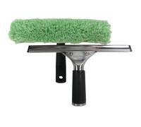 GBPro Raclette de fenêtre professionnelle en acier inoxydable 25 cm + barre en T et manchon de lavage en microfibre - Équipement de nettoyage de vitres ultime