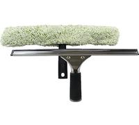 GBPro Raclette de fenêtre professionnelle en acier inoxydable 35 cm + barre en T et manchon de lavage en microfibre - Équipement de nettoyage de fenêtre ultime